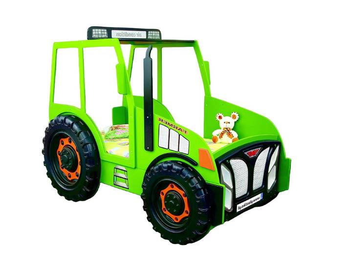 Xlmoebel Autobett Bauer Farmer Truck Kinderbett in leuchtendem Grün für Traktor-Fans (Autobett, 1-tlg., Kinderbett Traktor Grün), Hergestellt in Europa