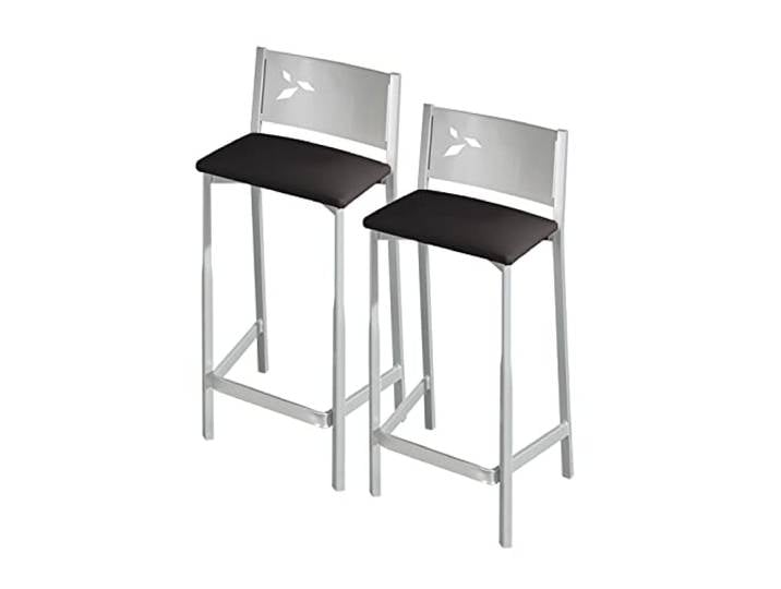 ASTIMESA Zwei Hocker für die Küche, 60 cm, Kunstleder, Schwarz