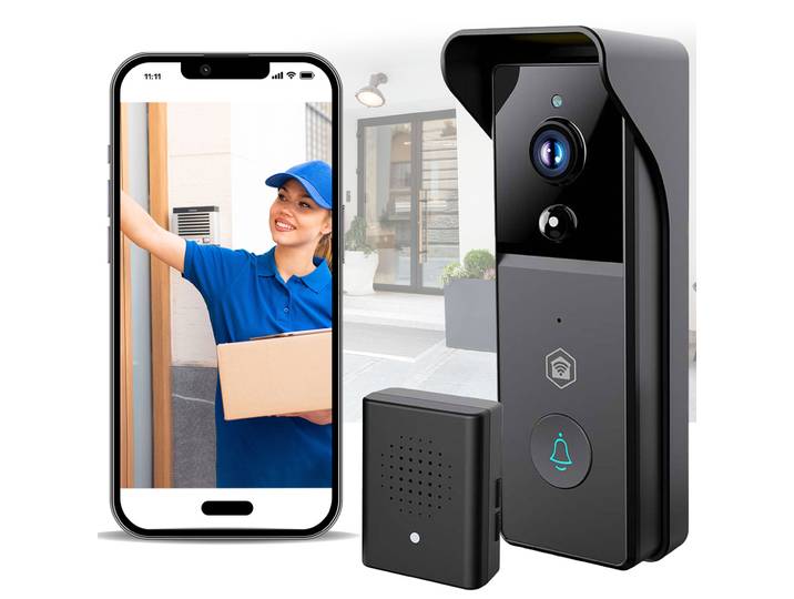 SmartLife Video-Türsprechanlage mit Bewegungssensor, schwarz