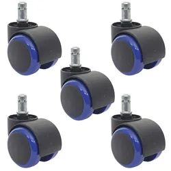 5er-Set Hartbodenrollen MCW-H86, Bürostuhl-Rollen Stuhlrollen, 150kg belastbar Ø 11mm ~ blau