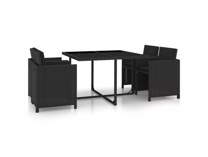 VidaXL - Gartenmöbel aus geflochtenem Harz, 4tlg., One Size, Schwarz