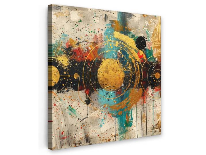 LEINWANDBILD Abstrakt - Kunst - Gold - Modern Wandbild Wohnzimmer 50x50 cm
