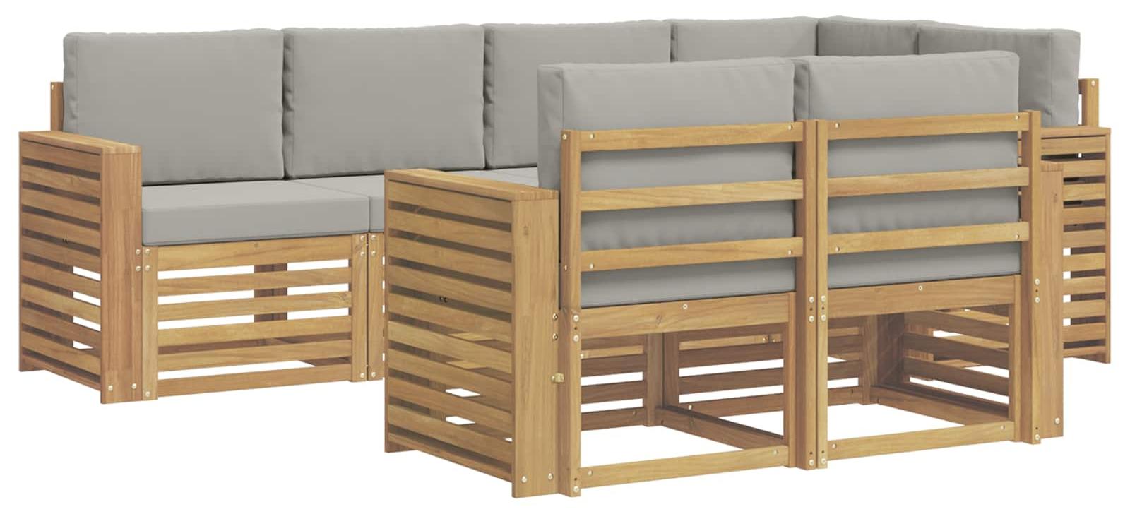Gartenmöbel-Set, 7-teilig, bestehend aus Sofas, in Weiß und Hellgrau