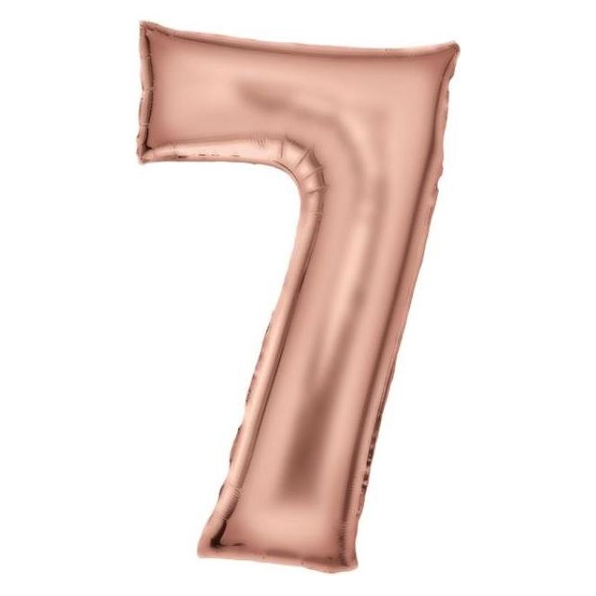 Amscan Zahlenballon Roségold Zahl 7 Seidenglanz - 86cm - leer (9917319)