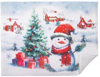 IH Casa Decor Microfiber Drying Mat Snowman with Tree- Set of 2