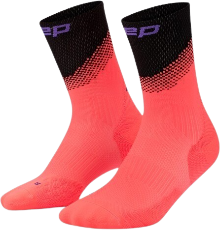 CEP Core Run Edt. Split Laufsocken Mid-Cut Herren Neon Coral/Black 39-42