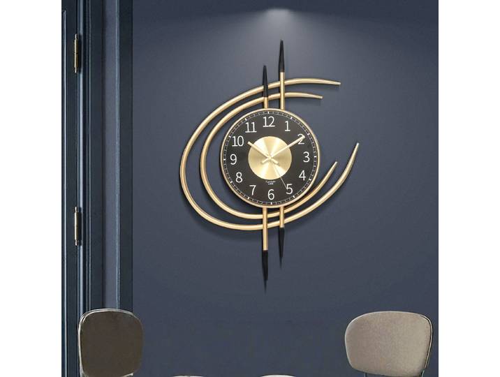 Horloge murale en métal minimaliste moderne, mouvement automatique silencieux, grande taille, pour salon, hôtel, bureau, décoration