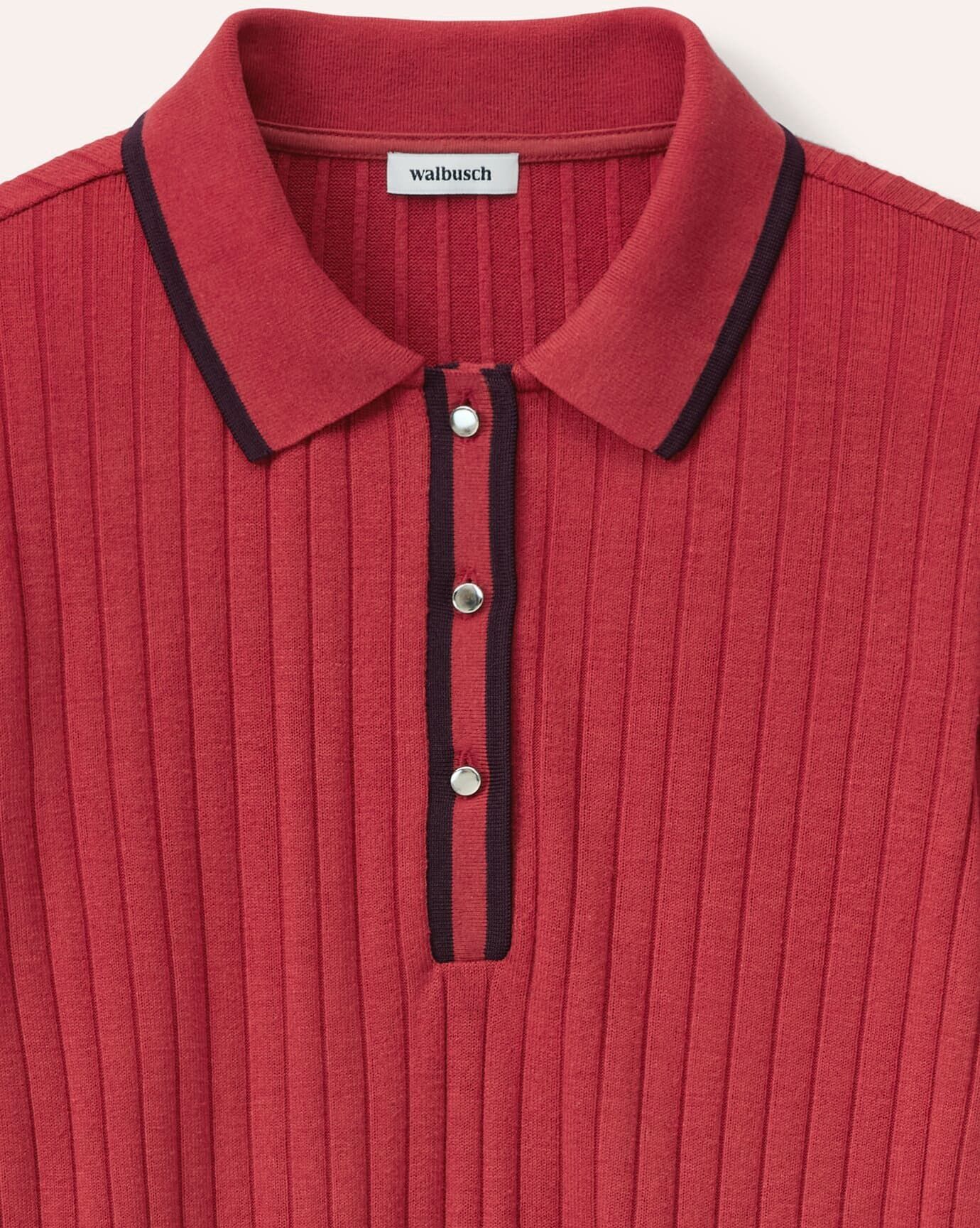 Walbusch Poloshirt mit Rippenstruktur, normale Größen, Farbe Rot, 50, kuschelig weich anschmiegsam Damen