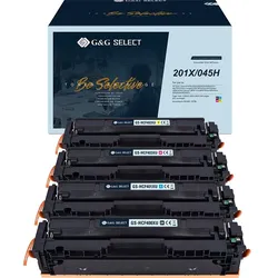 4 G&G Select XL-Toner ersetzt HP 201X / Canon 045H Toner Schwarz + Farbe