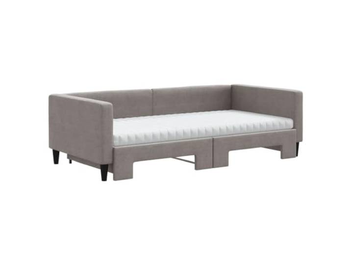 KTHLBRH Ausziehbares Schlafsofa 2 in 1 Taupe mit 2 Matratzen Gestell aus Holz und Metall, Polyestergewebe, Abmessungen 223 x 212,5 x 68 cm, für Gäste
