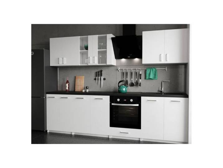 Cuisine Lecco 280 blanc mat plan de travail blanc