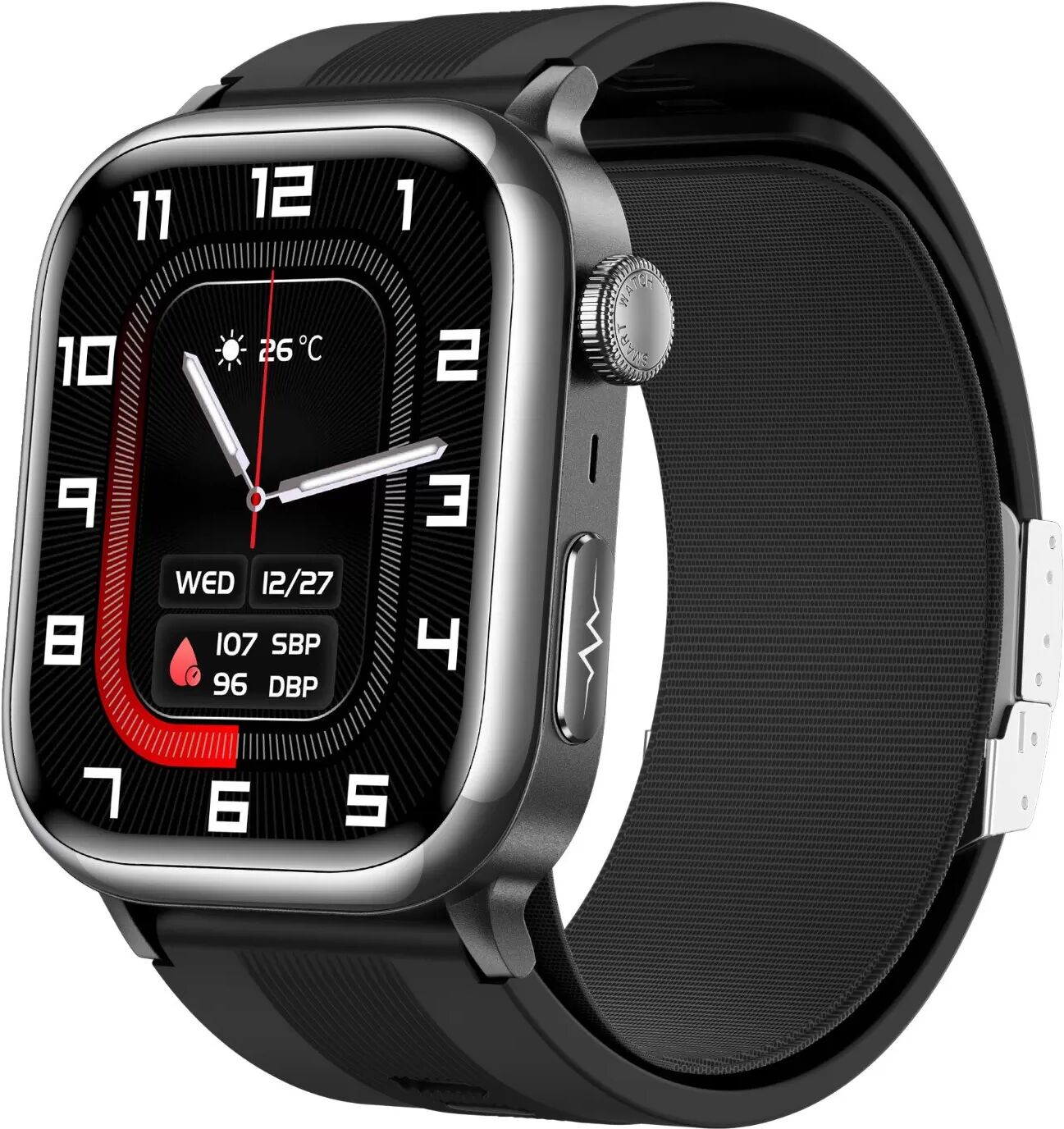 INF Smartwatch mit Luftpumpe, Blutdruck und EKG – Gesundheitsüberwachung und Bluetooth-Anruf Schwarz