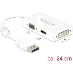 Delock Adapter Displayport 1.1 Stecker > VGA / HDMI / DVI Buchse Passiv weiß