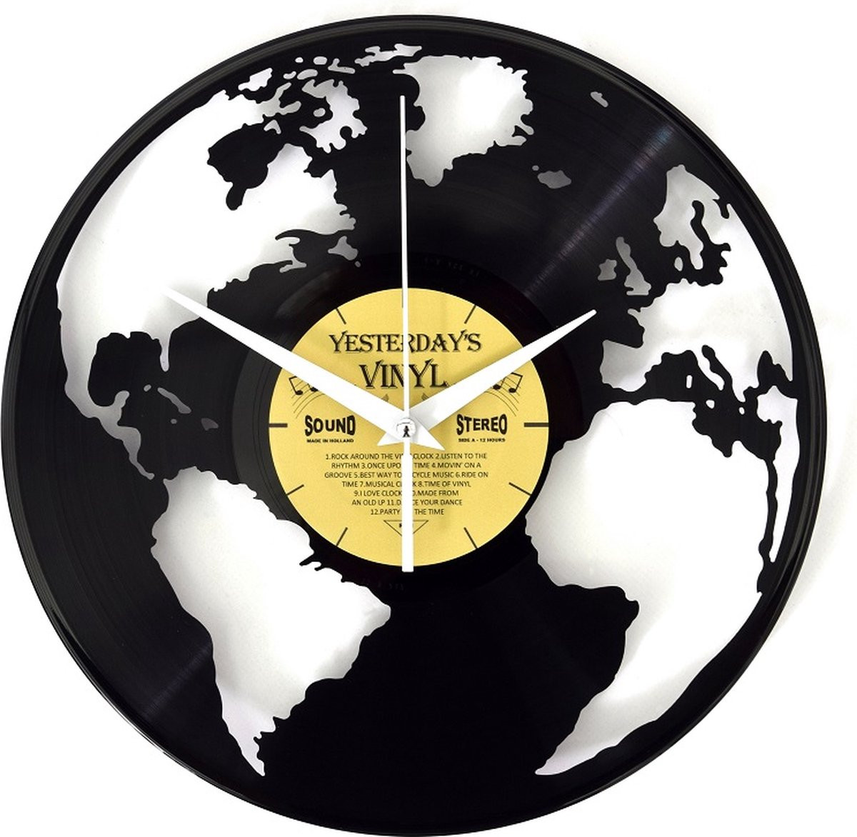 Yesterdays Vinyl World Globe Analoge Wandklok