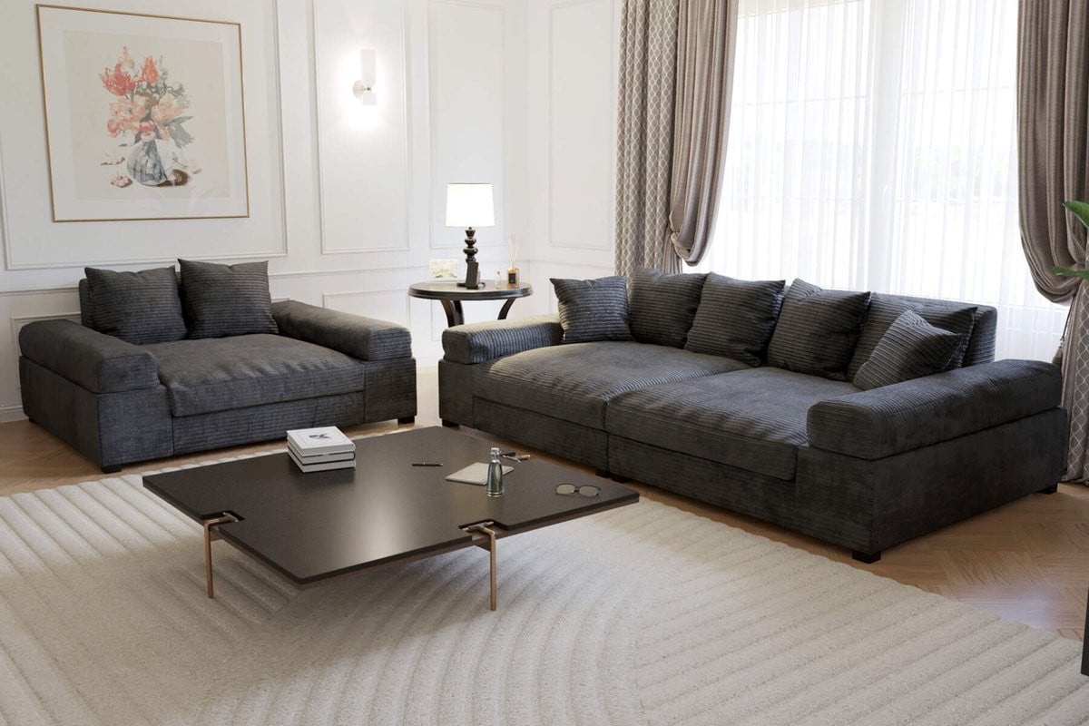 American Zetel Big Sofa Fatguy Combo Deal - Corduroy Zwart - Zitbank met slaapfunctie