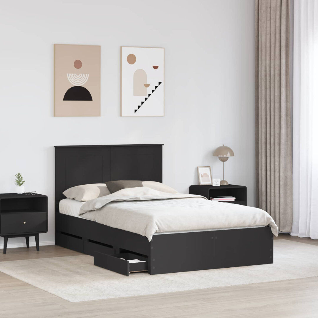 Ebern Designs Bed Frame Black Small Double (4')
