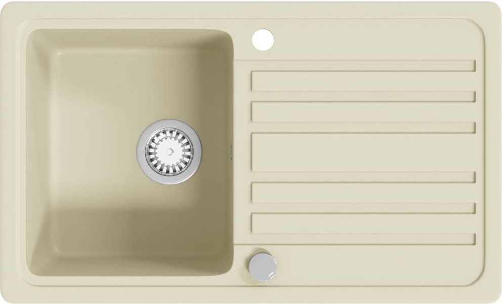 vidaXL Évier de cuisine Granit Seul lavabo Beige