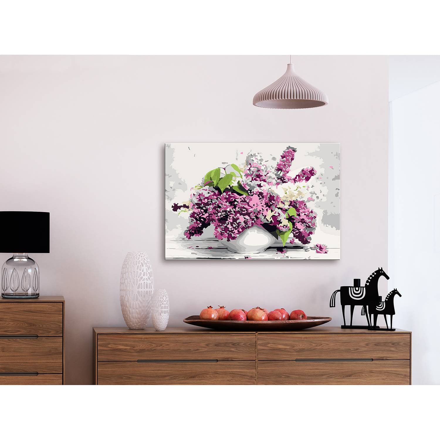 home24 Schilderen op Nummer - Vase and Flowers - Wit - 40 x 50 cm