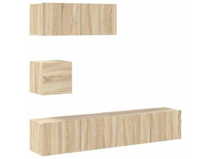 KUPTYERFG 4-TLG. TV-Schrank-Set Wandmontage Sonoma-Eiche Holzwerkstoff Flexibles Lowboard-Ensemble fürs Wohnzimmer und Schlafzimmer mit reichlich Platz für Multimediageräte und Zubehör.