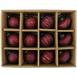 Chic Antique Weihnachtskugeln in einer Schachtel 12er Set, H6, Ø5.5 cm cherry