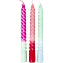 RICE Kerzen Twisted 2-tönig, 3er-Set, Ø 2 cm, 20 cm