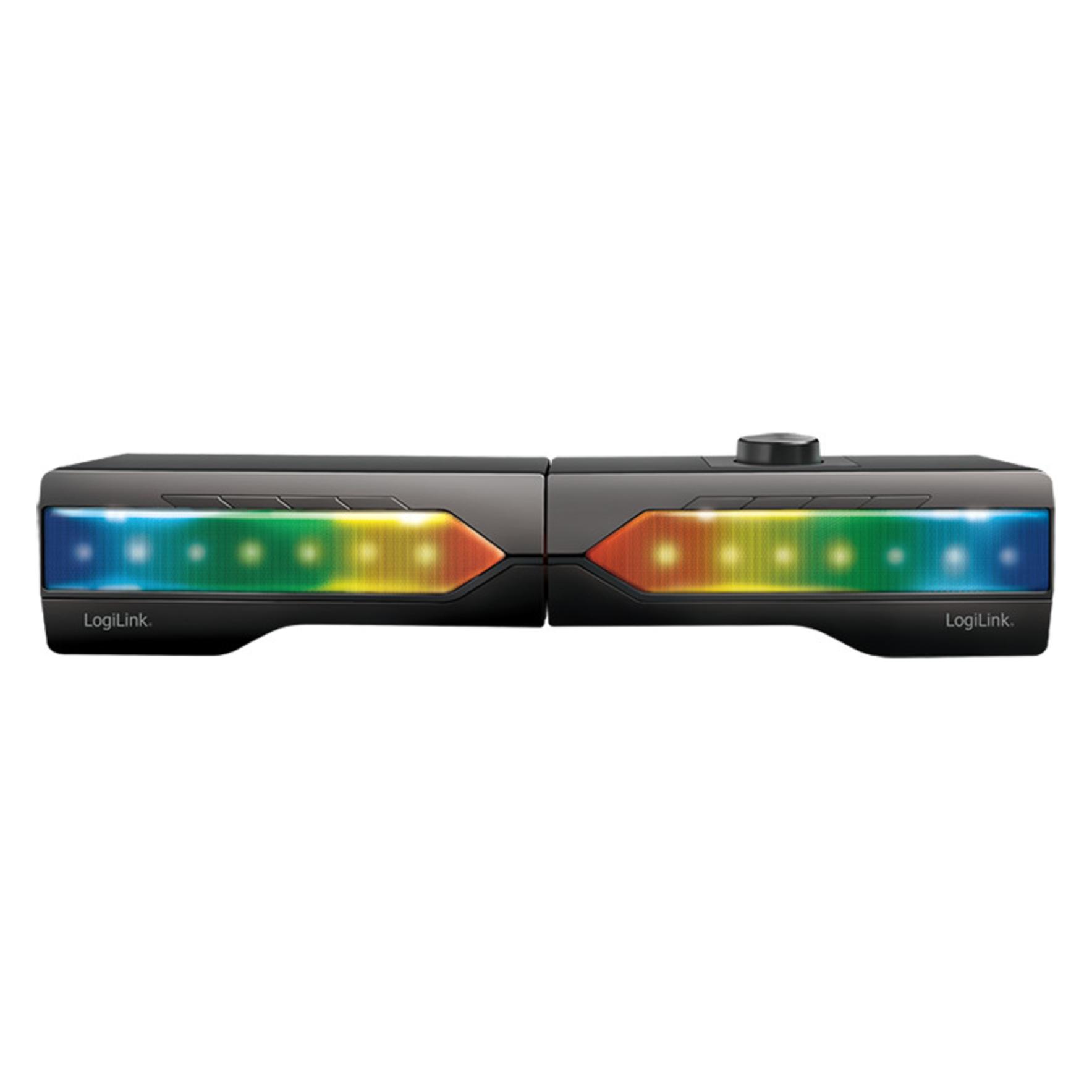 LogiLink Mobile Soundbar mit Party Light, 2-in-1-Gaming-Sound-System (6 W, 2.0 Kanal) (SP0059)