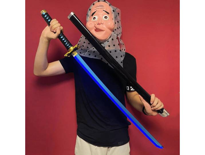 40 pouces Tokito Muichiro lumineux Katana lumière LED Anime Cosplay accessoire démon Slayer épée taille réelle japonais Katana samouraï sabre