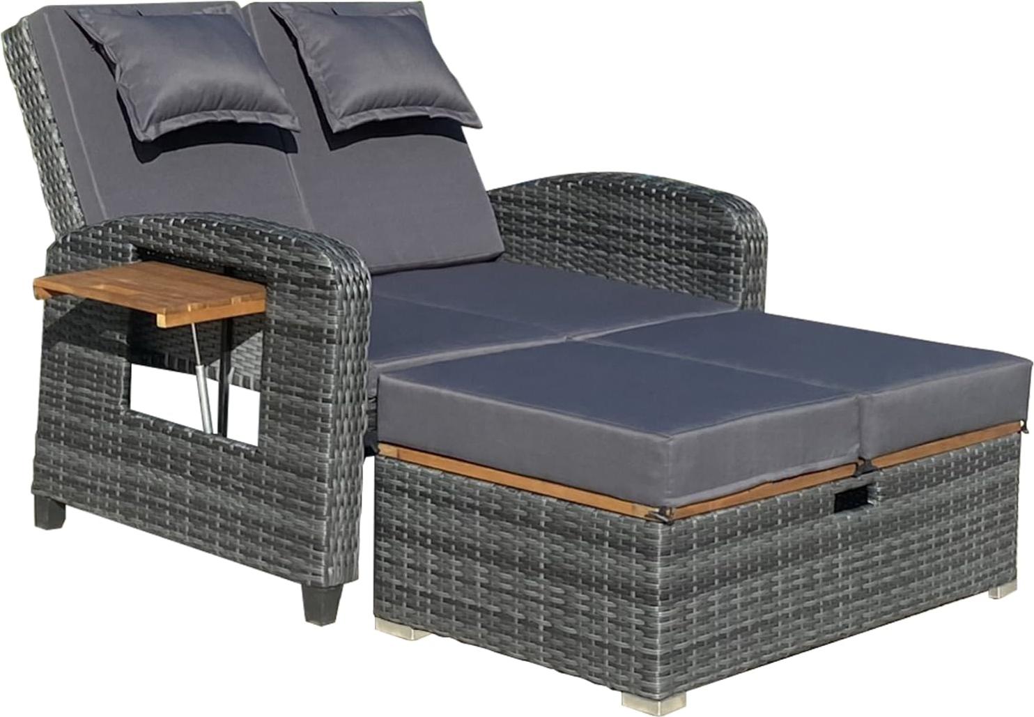 Gartensofa OLIVIA - Akazie, Anthrazit | Gartenliege Sonnenliege