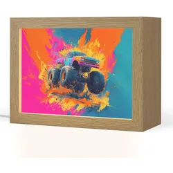 NACHTTISCHLAMPE Monstertruck - Abstrakt - Farbspritzer - Farbenfroh 20x15 cm