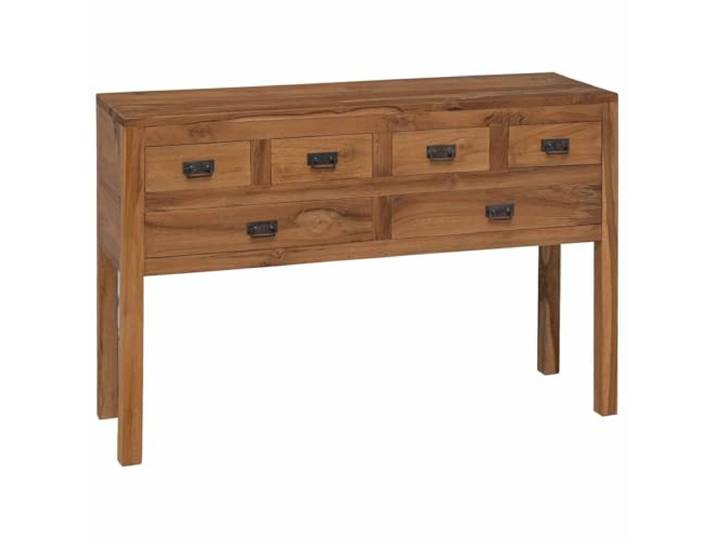 KGFHERENB Sideboard Massivholz Teak Kommode Rustikal 110x35x75.5cm 6 Schubladen mit Metallgriffen bieten reichlich Stauraum im Wohnzimmer, Flur oder Büro mit robuster Teakholzstruktur.