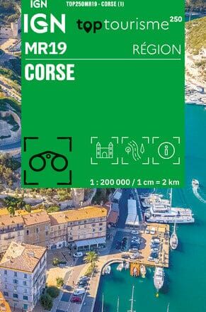 Carte régionale Top tourisme (mini format) R19 - Corse   IGN