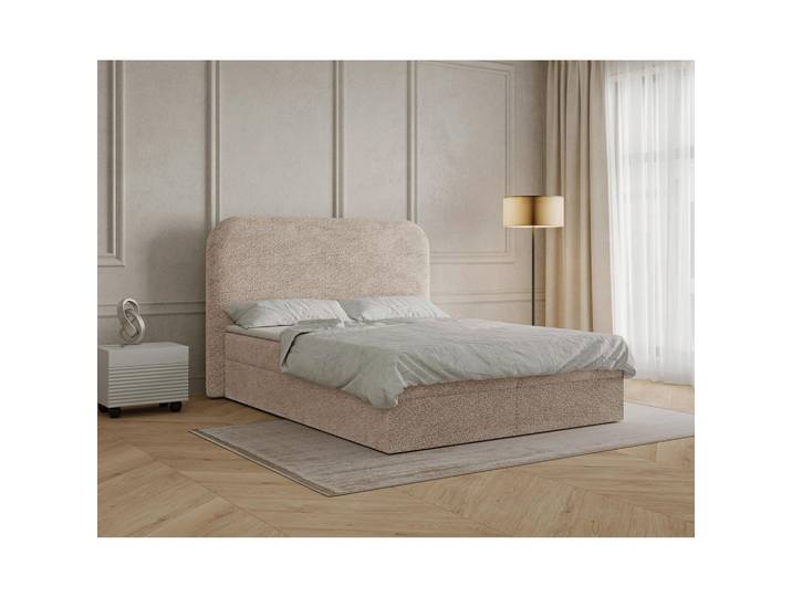 Livetastic Boxbett, Beige, Kunststoff, Kiefer, H2 + H3, Höhe ca. 20 cm, 160x200 cm, gepolstertes Kopfteil, Stoffauswahl, in verschiedenen Größen erhältlich, Schlafzimmer, Betten, Doppelbetten