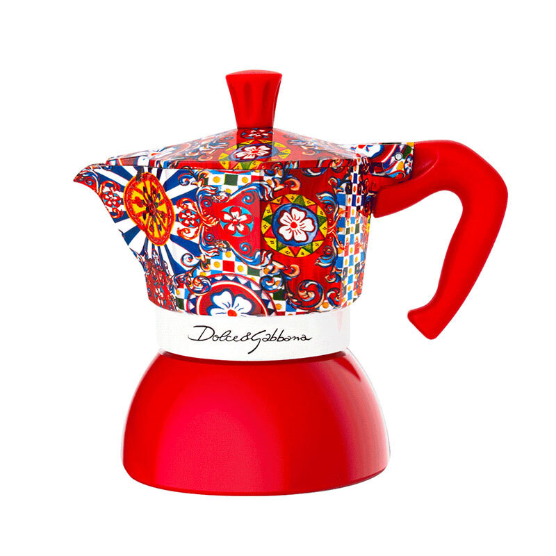Bialetti Moka Induction Dolce&Gabbana koffiezetapparaat voor 2 kopjes, 0,09 liter, Blauw Rood Wit