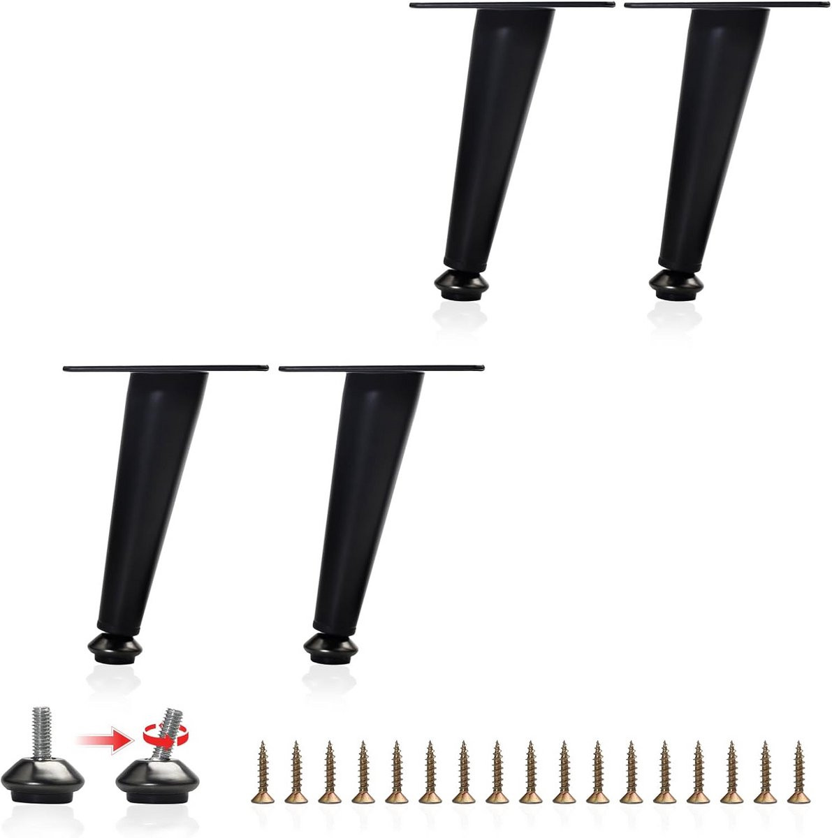 4 meubelpootjes zwart Hoogte: 12 cm
