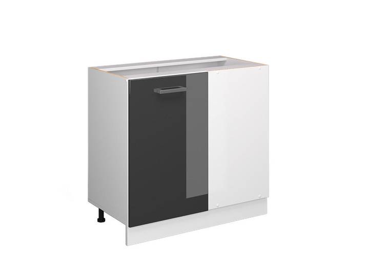 Vicco Eckschrank FÜR Hausrat R-Line Anthrazit Hochglanz 86 cm mit Tür, ohne Arbeitsplatte, 1 Fächer, Formgebogen, 86x81.6x46 cm, Waschküche, Mehrzweckschränke