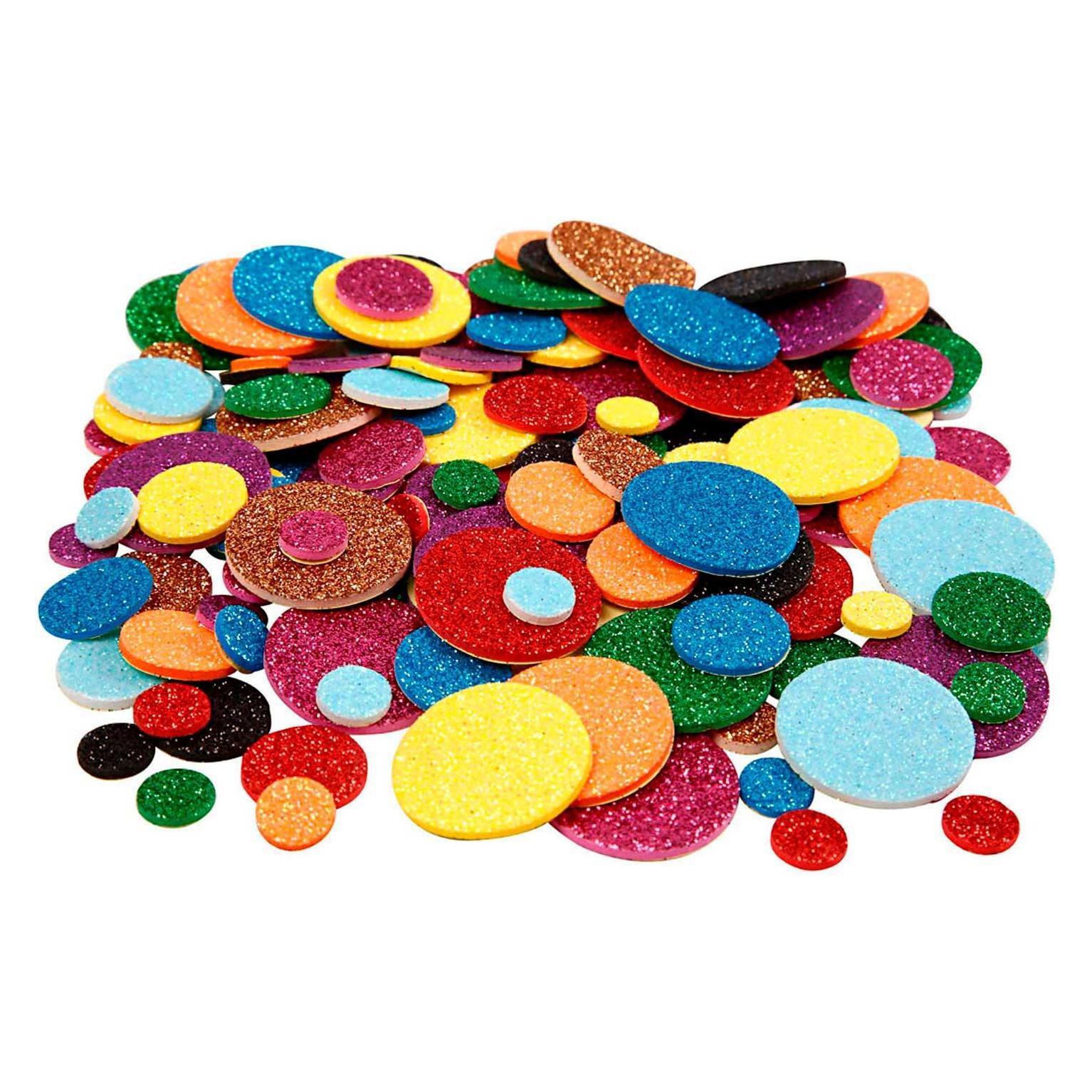 Creativ Company Foamvormen Glitter Cirkels, 150st. (5707167914601)