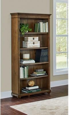 Martin Furniture Traditional Wood Open Bookcase, Office Shelving, Storage Cabinet, Fully Assembled, Brown