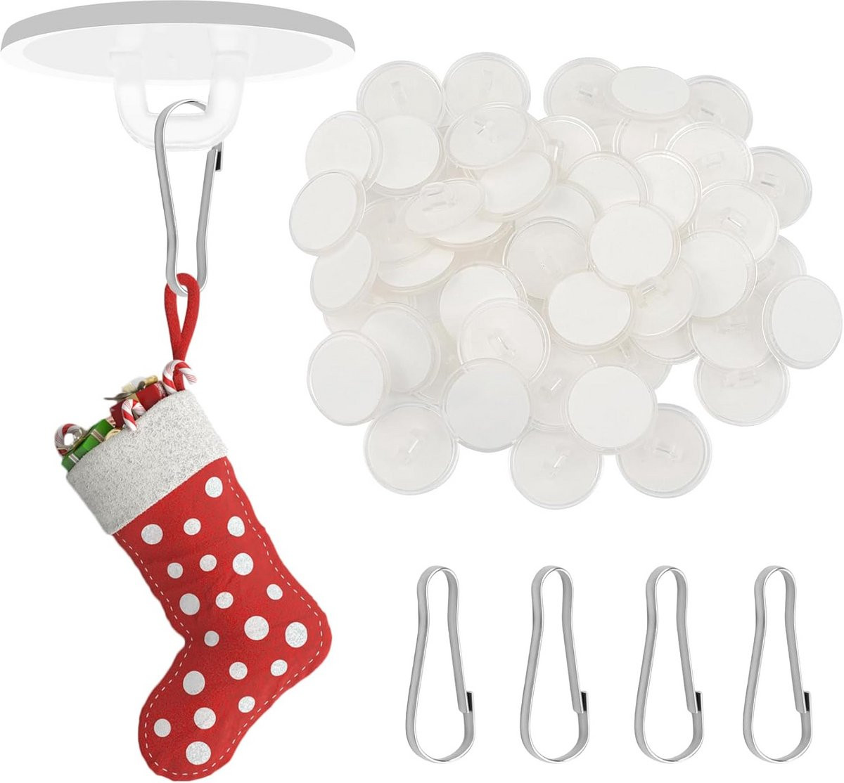 40x Transparante Zelfklevende Plafondhaken met Clips voor Decoraties