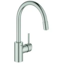 GROHE Concetto Einhand-Spültischarmatur, Ausladung 215mm, hoch, herausziehbar, schwenkbar, EasyDocking-Funktion, 32663DC3, Farbe: Supersteel