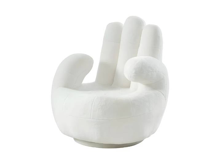 Fauteuil main pivotant CATCHY en fausse fourrure - Blanc