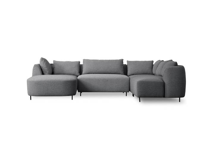 Modulares Ecksofa Lanomi U-förmig, rechtsseitig, grau Bouclé