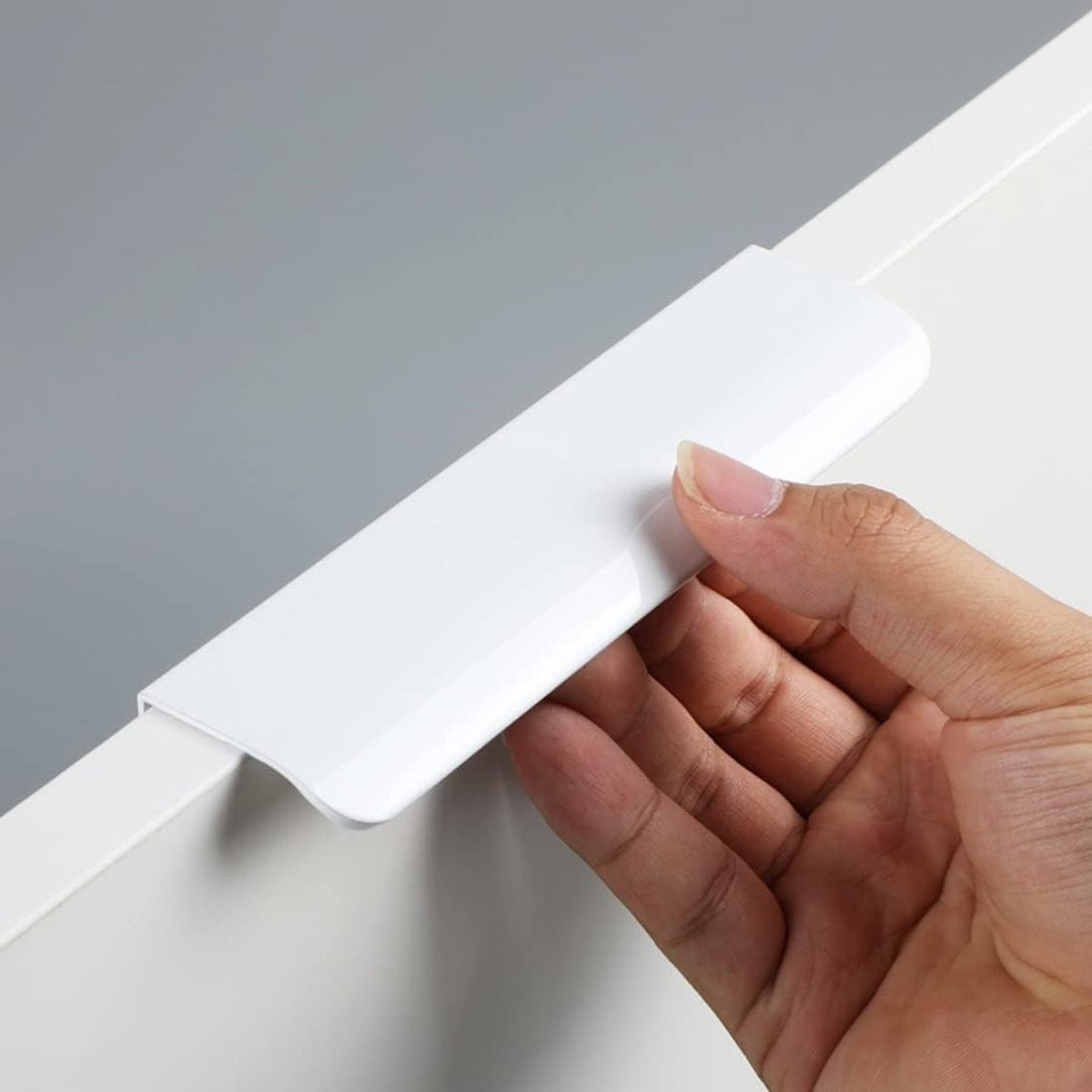 Verstevigde Verzonken Handgrepen voor Meubels - 4 Stuks, Aluminium, Wit