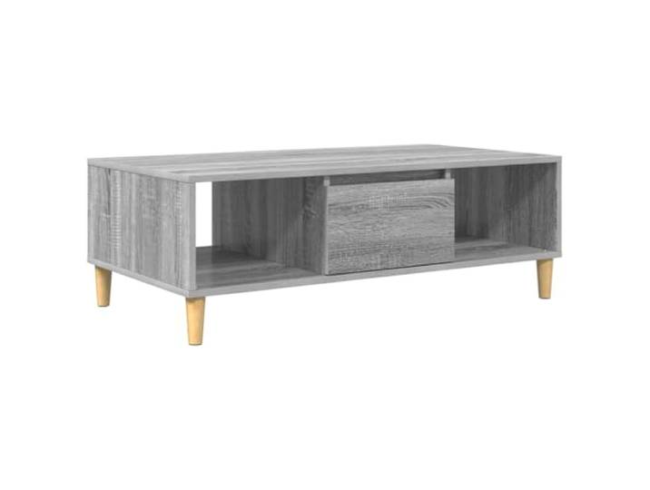 LASWWQMRF Couchtisch Graues Sonoma 102x55x35 cm Holzwerkstoff Praktischer Wohnzimmertisch mit 3 Staufächern und Klapptüren für Ordnung und Stil in kompakten Räumen.