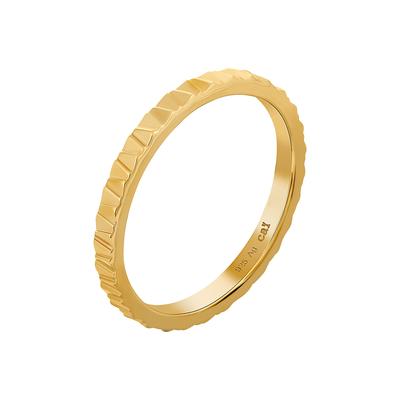 Fingerring CAÏ "925 Silber vergoldet Muster Stacking" Gr. 16, gold (gelb), Fingerringe, Damen, 050 (15,9), Silber 925 (Sterlingsilber), Fingerring