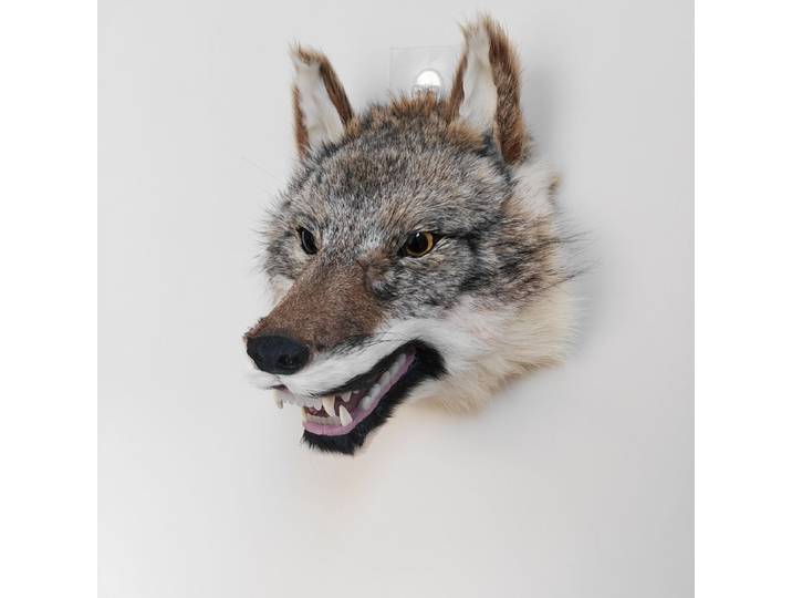 Tête de loup réaliste en cuir véritable à suspendre au mur, décoration d'intérieur personnalisée