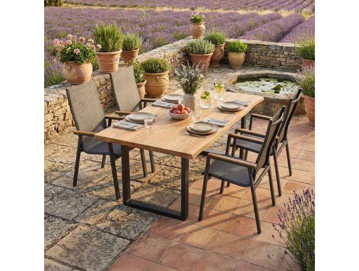 Siena Garden Rondo Gartenmöbel-Set M (4 Plätze) mit OUTLIV. Tisch 200x100 cm