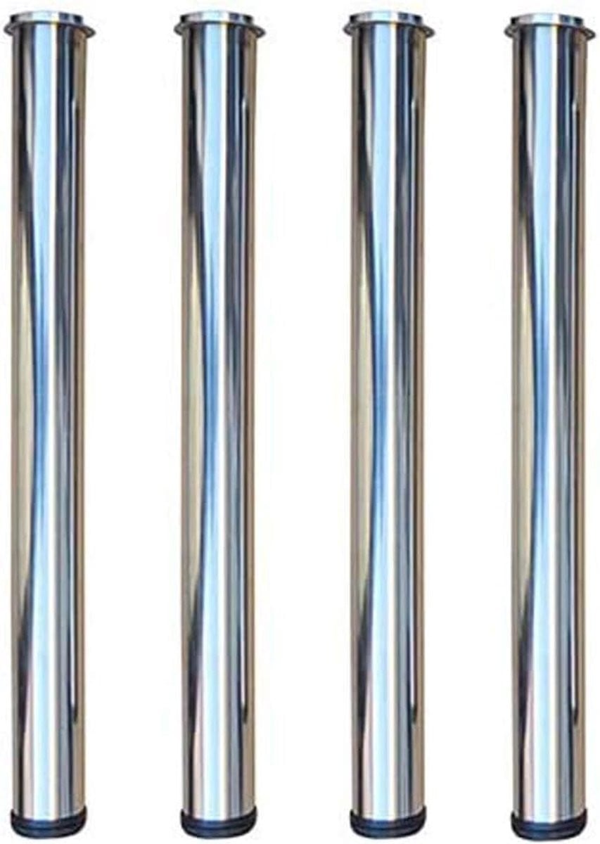 Verstelbare RVS meubelpoten in zilver, hoogte 60 cm