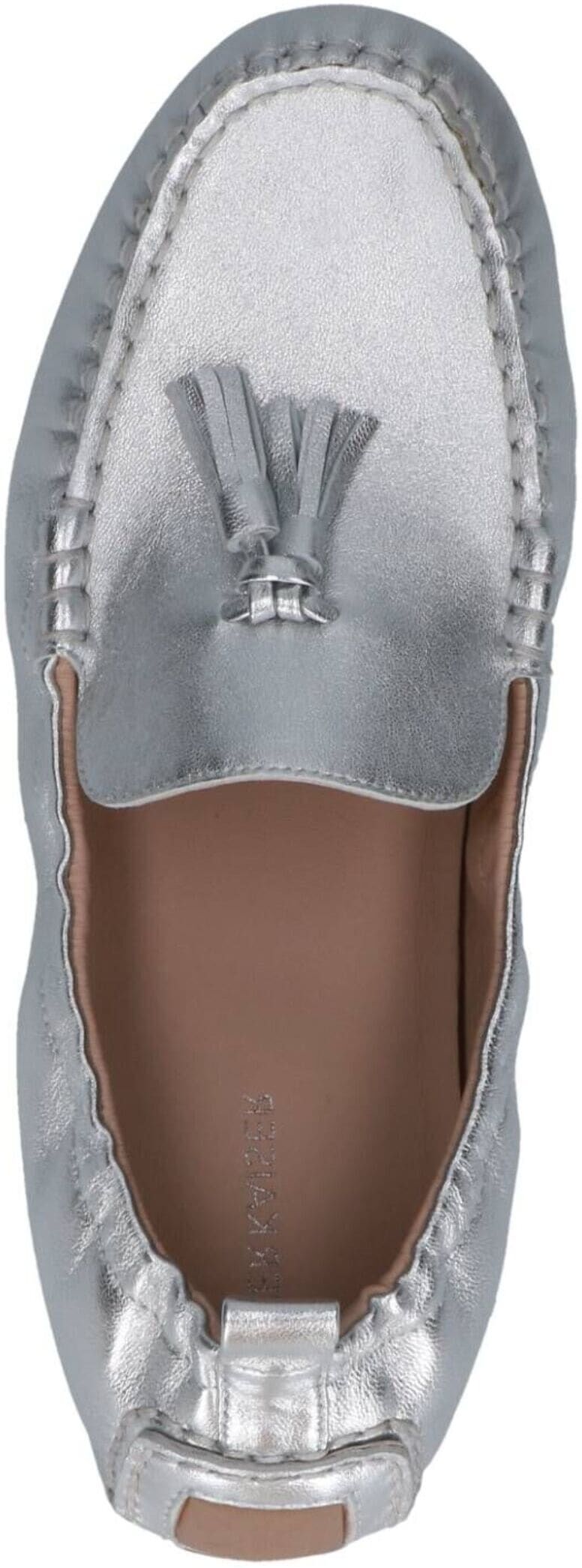 Mokassin PETER KAISER "Peter Kaiser Mokassin Leder", Damen, Gr. 38, Leder, silber, Schuhe Mokassin