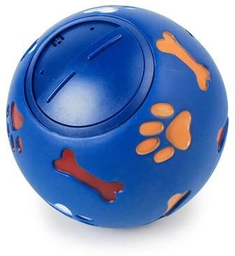 PetsAreLife Interactive Dog Treat Dispensing Chew Ball Durable Rubber Pet Toy blue diameter 11cm