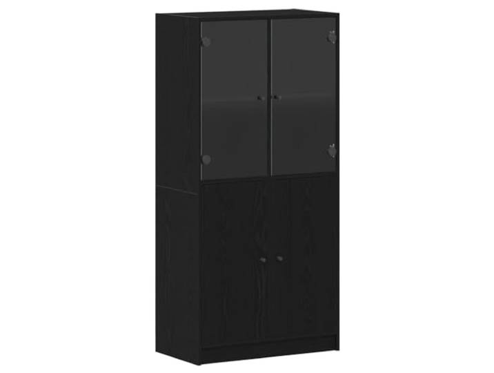 KGHFDVB Highboard Schwarz Eichen-Optik 68 x 37 x 142 cm Holzwerkstoff, Stauraum mit Türen, Modernes Design, Für Wohnzimmer und Flur, Montage erforderlich
